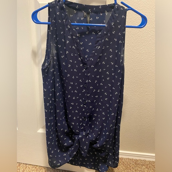 🔴10/$10! Maurices Sheer Anchor Tie Front Tank - Picture 2 of 6